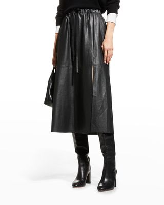 Danni Faux-Leather A-Line Midi Skirt