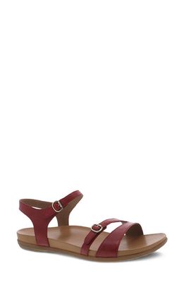 Dansko Janelle Ankle Strap Sandal in Red Glazed Calf