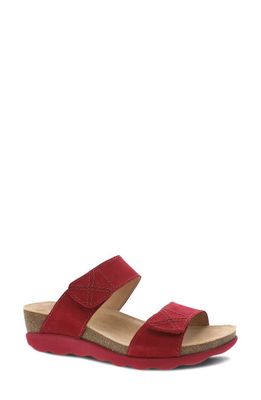 Dansko Maddy Wedge Slide Sandal in Red Milled Nubuck