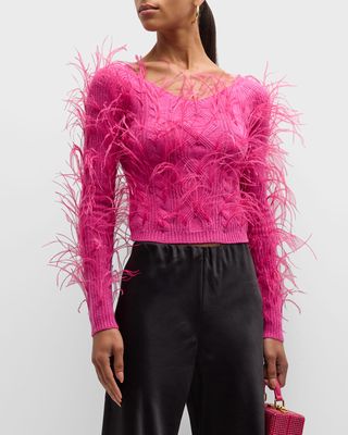 Danton Feathered Merino Wool Blend Cable Sweater
