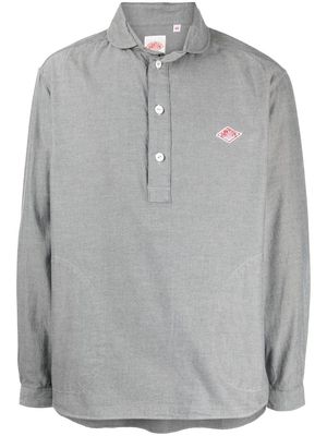 Danton logo-patch long-sleeved shirt - Grey