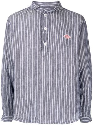 Danton striped half-button linen shirt - Blue