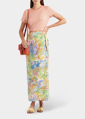 Danyelle Printed Linen Voile Maxi Wrap Skirt