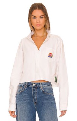 DANZY Cropped Oxford Shirt in Neutral