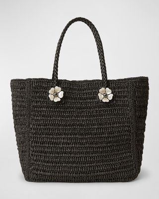 Daphne Flower Straw Tote Bag