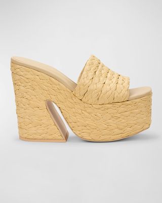 Daria Raffia Platform Slide Sandals