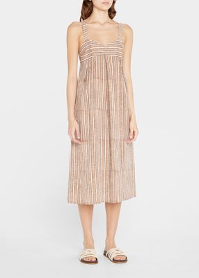 Daria Striped Empire-Waist Midi Dress