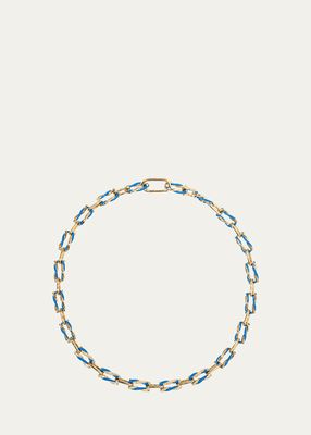 Dark Blue Five Diamond Fruit Hoops Necklace, 16"