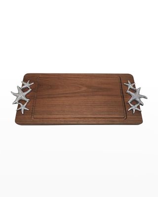 Dark Wood Tray with Starfish Handles