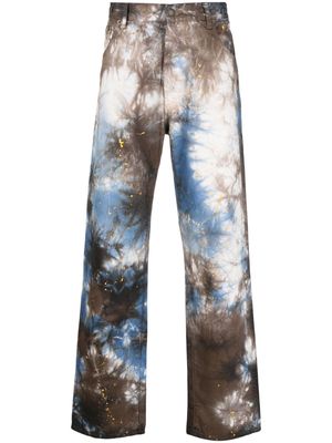 DARKPARK abstract-pattern straight-leg jeans - Brown