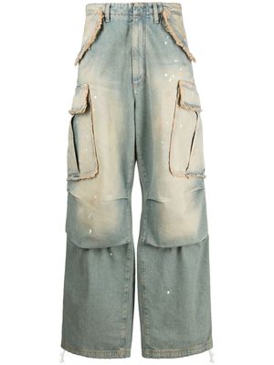 DARKPARK bleach-effect wide-leg cargo jeans - Blue