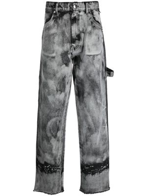 DARKPARK bleached-effect high-waisted jeans - Black