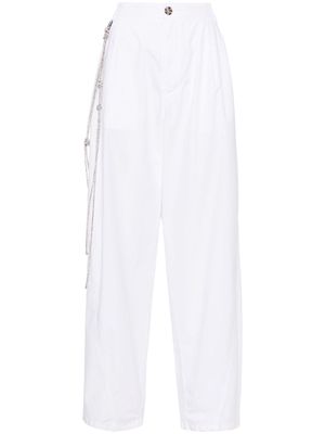 DARKPARK crystal-chain wide-leg trousers - White