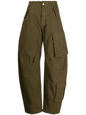 DARKPARK high-waisted cotton cargo trousers - Green