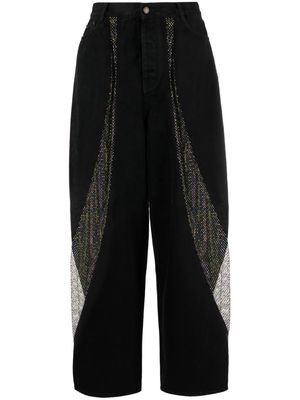DARKPARK mesh-panel wide-leg jeans - Black