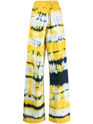 DARKPARK tie dye-print straight-leg trousers - Yellow