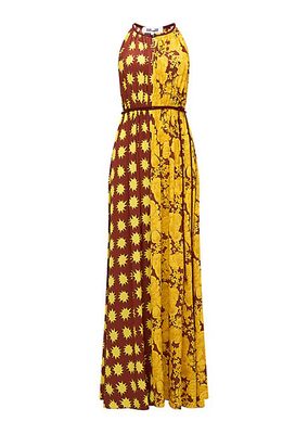 Darla Abstract Two-Tone Silk-Blend Maxi Dress