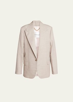 Darted-Sleeve Tailored Wool Jacket