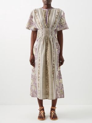 D'Ascoli - Padang Block-print Cotton-khadi Dress - Womens - Multi
