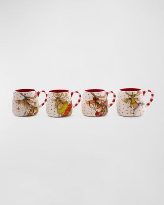 Dash Away Reindeer Christmas Mugs - Set of 4