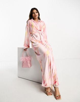 Daska collared maxi dress in light pink print