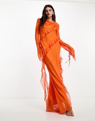 Daska ruffle maxi dress in orange