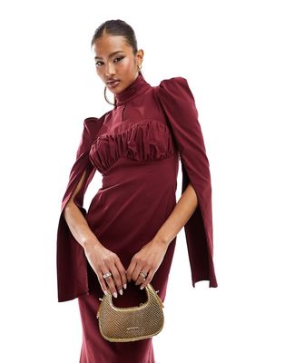 Daska stuctured maxi dress with ruched bust detail in wine