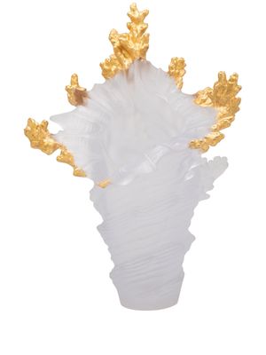 Daum Mer de Corail gilded vase - White