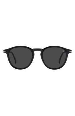 David Beckham Eyewear 49mm Round Sunglasses in Black Gold/Grey
