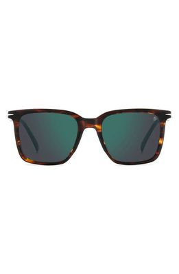 David Beckham Eyewear 53mm Rectangular Sunglasses in Brown Horn/Green Mirror