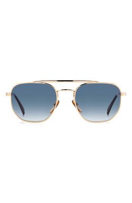 David Beckham Eyewear 54mm Aviator Sunglasses in Gold Havana /Blue