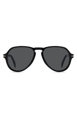 David Beckham Eyewear 55mm Aviator Sunglasses in Black /Grey
