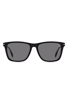 David Beckham Eyewear 55mm Polarized Rectangular Sunglasses in Black /Gray Polar