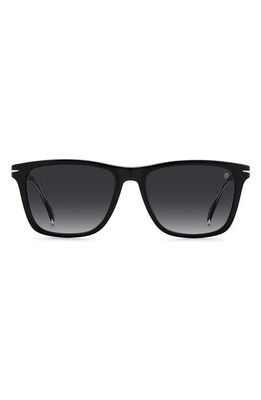 David Beckham Eyewear 55mm Rectangular Sunglasses in Black /Grey Shaded