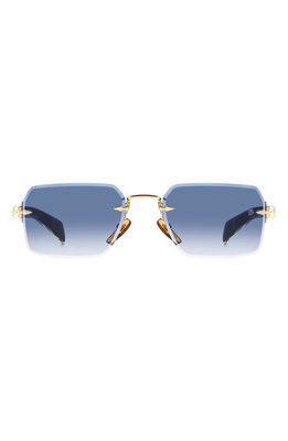 David Beckham Eyewear 56mm Rimless Rectangular Sunglasses in Gold Black/Blue Shaded