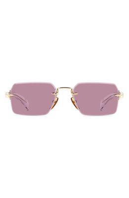 David Beckham Eyewear 56mm Rimless Rectangular Sunglasses in Gold Crystal/Burgundy