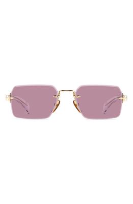 David Beckham Eyewear 56mm Rimless Rectangular Sunglasses in Gold Crystal