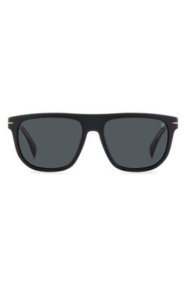 David Beckham Eyewear 56mm Square Sunglasses in Matte Black Gold/Grey