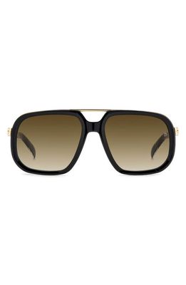 David Beckham Eyewear 57mm Square Sunglasses in Black Gold/Brown Gradient