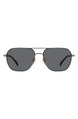 David Beckham Eyewear 59mm Aviator Sunglasses in Dark Ruth Black/Gray Polar