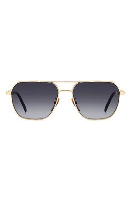 David Beckham Eyewear 59mm Aviator Sunglasses in Gold Black/Grey Shaded