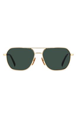 David Beckham Eyewear 59mm Aviator Sunglasses in Gold Havana/Green