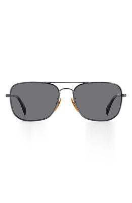David Beckham Eyewear 59mm Polarized Square Sunglasses in Dark Ruthenium /Gray Polar
