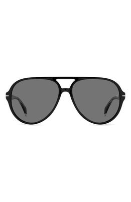 David Beckham Eyewear 60mm Polarized Aviator Sunglasses in Black /Gray Polar