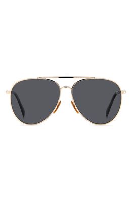 David Beckham Eyewear 61mm Polarized Aviator Sunglasses in Gold /Gray Polarized
