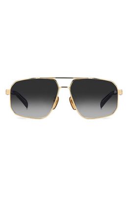 David Beckham Eyewear 61mm Rectangular Sunglasses in Gold Black/Grey Shaded