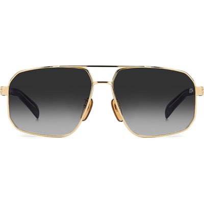 David Beckham Eyewear 61mm Rectangular Sunglasses in Gold Black 