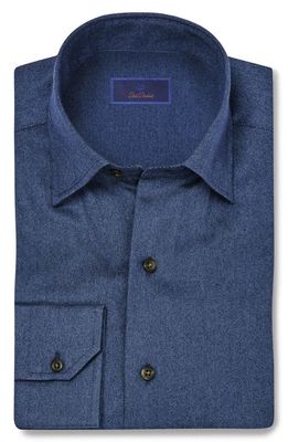 David Donahue Classic Fit Supima Cotton Hidden Button-Down Shirt in Blue