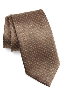 David Donahue Floral Silk Tie in Chocolate