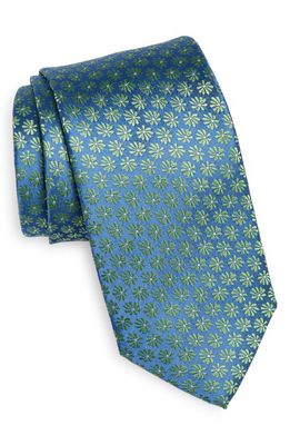 David Donahue Floral Silk Tie in Green